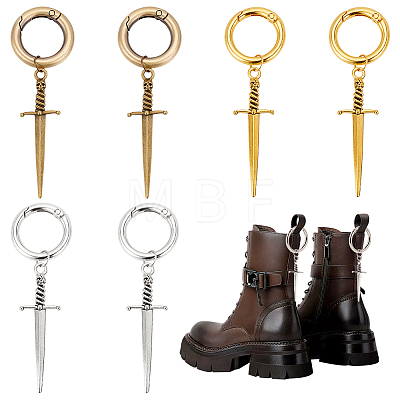 6Pcs 3 Colors Sword Alloy Shoe Charms HJEW-PH01900-1