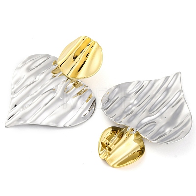 304 Stainless Steel Textured Heart Stud Earrings for Women EJEW-U023-10GP-1