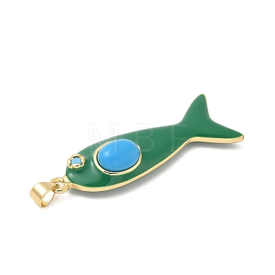 Fish Brass Micro Pave Cubic Zirconia Pendants KK-K408-49G-07-1
