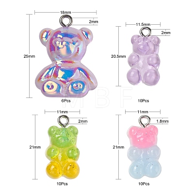 36Pcs 4 Style Transparent & Opaque Resin Pendants RESI-FS0001-22-1