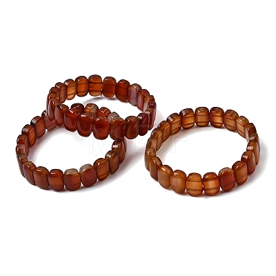 Natural Carnelian Beaded Stretch Bracelets for Women Men BJEW-D461-02F-1
