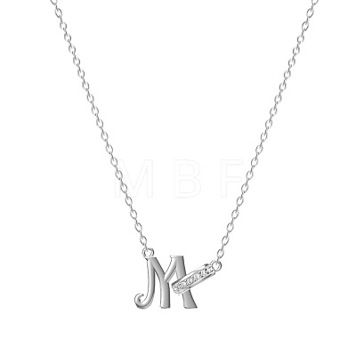 304 Stainless Steel Crystal Rhinestone Initial Pendant Necklaces FS-WGCEFCC-13-1