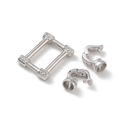 925 Sterling Silver Micro Pave Clear Cubic Zirconia Fold Over Clasps SE-CBAF1B0-04P-1