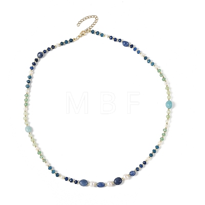 Mixed Gemstone & Natural Freshwater Pearl Beaded Necklaces NJEW-JN06468-03-1