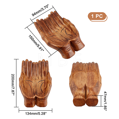 Wooden Buddha Hand Display Decorations AJEW-WH0304-38-1