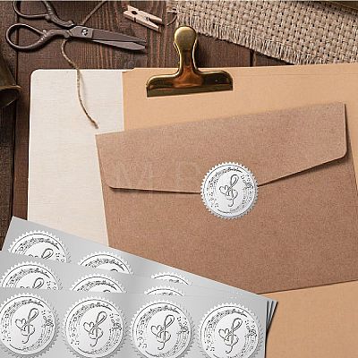 Round Plastic Silver Foil Embossed Picture Stickers DIY-WH0503-009-1
