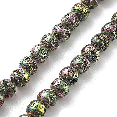 Electroplated Natural Lava Rock Beads Strands G-A251-E01-01I-1