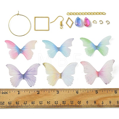 DIY Polyester Butterfly & Stainless Steel Dangle Earring Making Kits DIY-FS0006-32-1