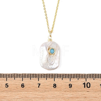 Natural Baroque Keshi Pearl Pendant Brass Cable Chain Necklaces NJEW-JN06530-1