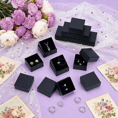 Rhombus Textured Cardboard Ring Storage Boxes CBOX-WH0005-05C-1