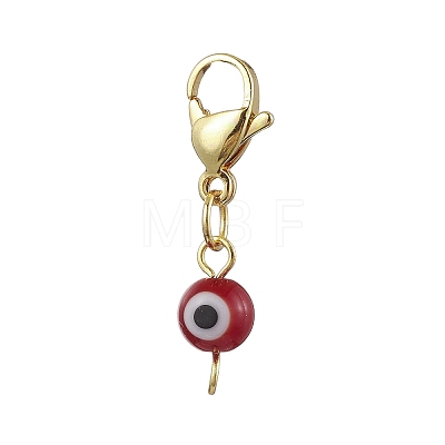 Flat Round with Evil Eye Handmade Lampwork Pendant Decorations HJEW-JM02340-1