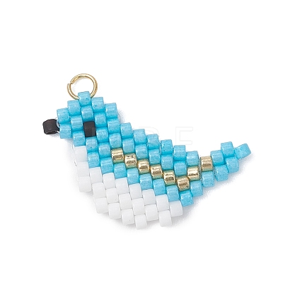 7Pcs Beaded Bird Charms PALLOY-MZ01172-1