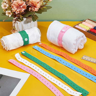 30Pcs Buttonhole Elastic Bands with Plastic Button OCOR-WH0077-082-1