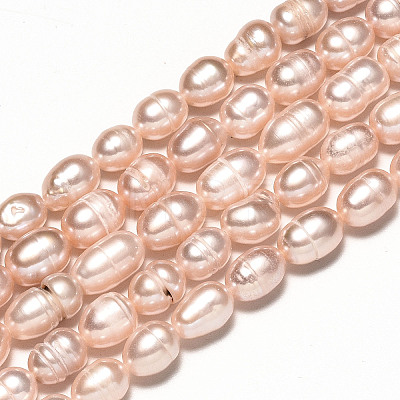 Oval Natural Cultured Freshwater Pearl Beads Strands PEAR-N012-07I-1