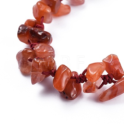 Adjustable Natural Carnelian Chip Beads Braided Bead Bracelets BJEW-JB04392-05-1