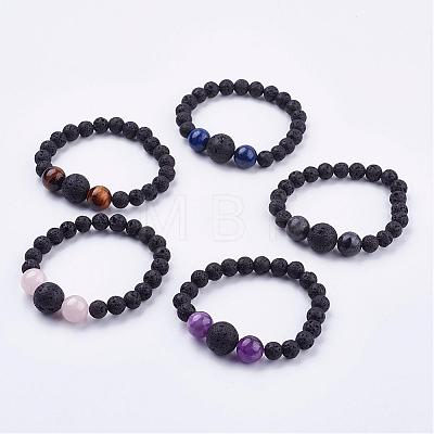 Natural Gemstone Stretch Bracelets BJEW-JB03159-1