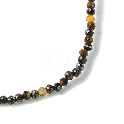 2mm Natural Tiger Eye Faceted Round Beaded Stretch Bracelets for Women BJEW-JB10843-04-1