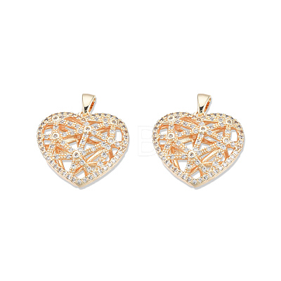 Brass Pave Clear Cubic Zirconia Pendants KK-N232-447-1