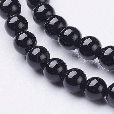 Natural Black Onyx Round Beads Strands GSR18mmC097-1