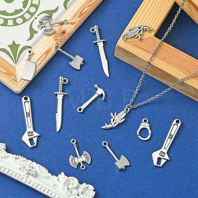 40Pcs 8 Styles Tibetan Style Alloy Pendants TIBEP-YW0001-75-1