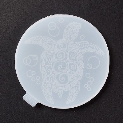 Flat Round with Turtoise Pattern Cup Mat Silicone Molds DIY-M039-06-1