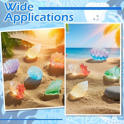 30Pcs 6 Styles Luminous Resin Conch Display Decorations DJEW-CJ0001-37-1