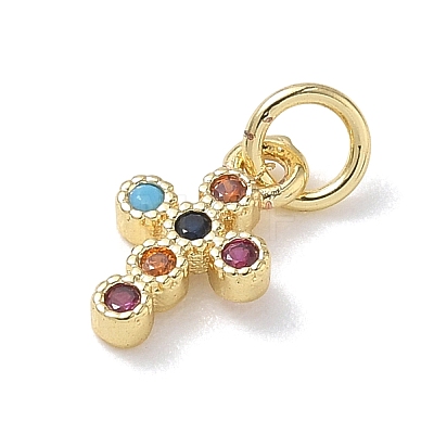 Brass Micro Pave Cubic Zirconia Charms KK-L268-015G-B02-1