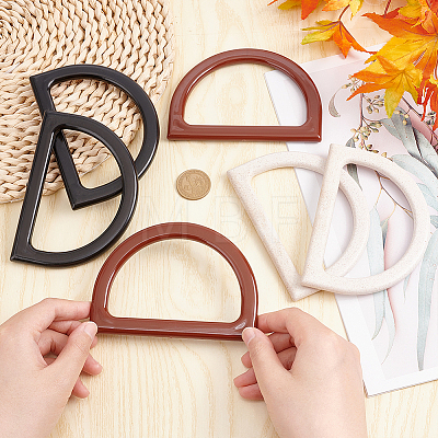   6Pcs 3 Colors D Shaped Plastic Imitation Wood Bag Handles Sets FIND-PH0010-55-1