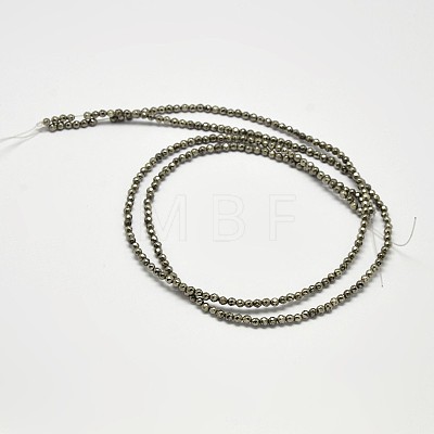 Natural Pyrite Round Beads Strands G-F197-09-2mm-1