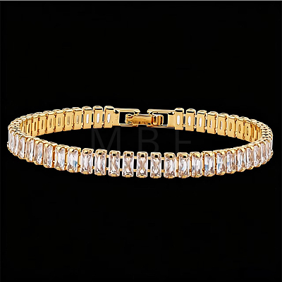 Brass Pave Cubic Zirconia Rectangle Tennis Bracelets for Women UU2091-6-1