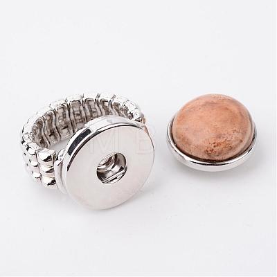 Adjustable Alloy Gemstone Snap Ring Sets RJEW-JR00170-1