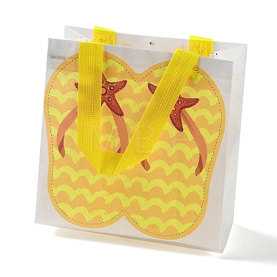 Summer Beach Theme Printed Flip Flops Non-Woven Reusable Folding Gift Bags with Handle ABAG-F009-E01-1