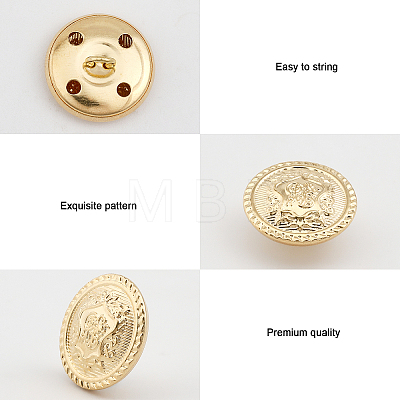 48Pcs 12 Styles Retro Style Brass Buttons BUTT-FG0001-11B-1