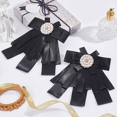 Bowknot Satin Rhinestone Brooches JEWB-WH0020-045-1