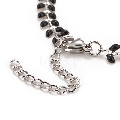Enamel Wheat Link Chain Necklace NJEW-P220-02P-1