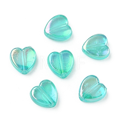 Green AB color Plated Acrylic Heart Beads X-PL539-837-1