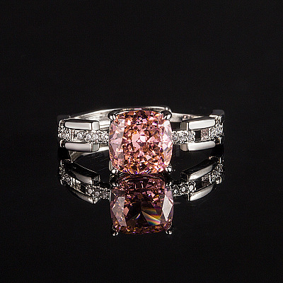 Brass with Cubic Zirconia Cuff Open Rings FS-WGDB07C-01-1