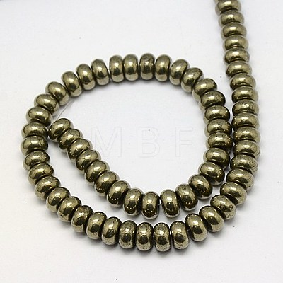 Natural Pyrite Beads Strands G-L032-10X6mm-01-1