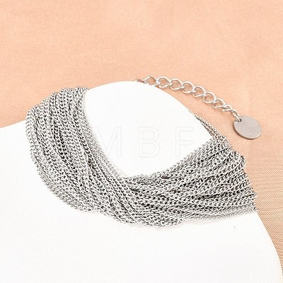 304 Stainless Steel Cuban Chain Multi-strand Bracelets for Women BJEW-D460-01P-1
