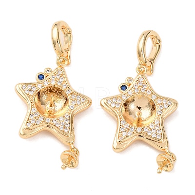Brass Micro Pave Cubic Zirconia Star Peg Bails KK-A279-01G-1