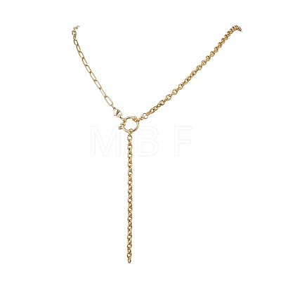 304 Stainless Steel Paperclip Chain Cable Chain Lariat Y Necklaces NJEW-JN05724-1