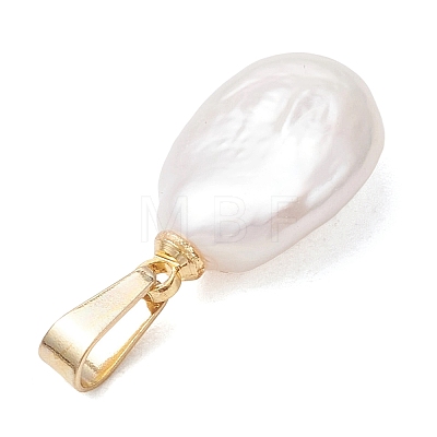Natural Keshi Pearl Pendants with 304 Stainless Steel Snap on Bails PALLOY-JF05102-1
