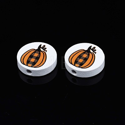 Autumn Theme Printed Natural Wood Beads WOOD-T021-88-1