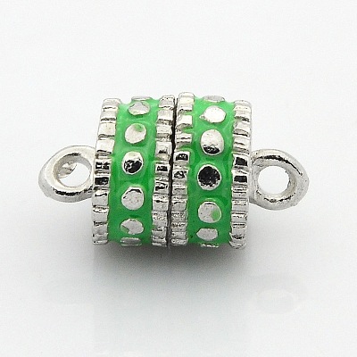 Platinum Plated Column Alloy Enamel Magnetic Clasps with Loops X-ENAM-P098-08-1