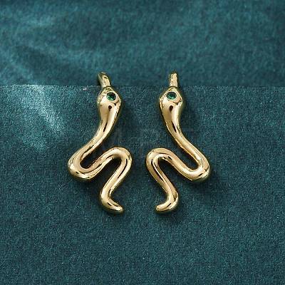 Snake Brass Micro Pave Cubic Zirconia Dangle Earrings EJEW-G425-04G-02-1