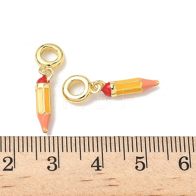 Brass Gold Enamel Pencil European Dangle Charms X-KK-K293-74G-1