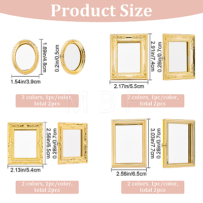 8Pcs 8 Style Miniature Retro Plastic Mirrors MJEW-CP0001-01-1