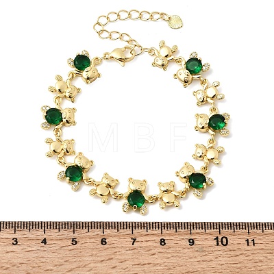Brass Micro Pave Cubic Zirconia Link Chain Bracelets for Women BJEW-D457-01G-02-1