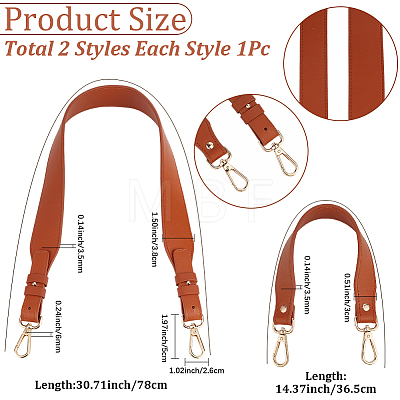 2Pcs 2 Styles PU Leather Bag Handles DIY-CL0002-67A-1
