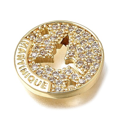 Brass Micro Pave Clear Cubic Zirconia Connector Charms CU-CBAA556-04A-1